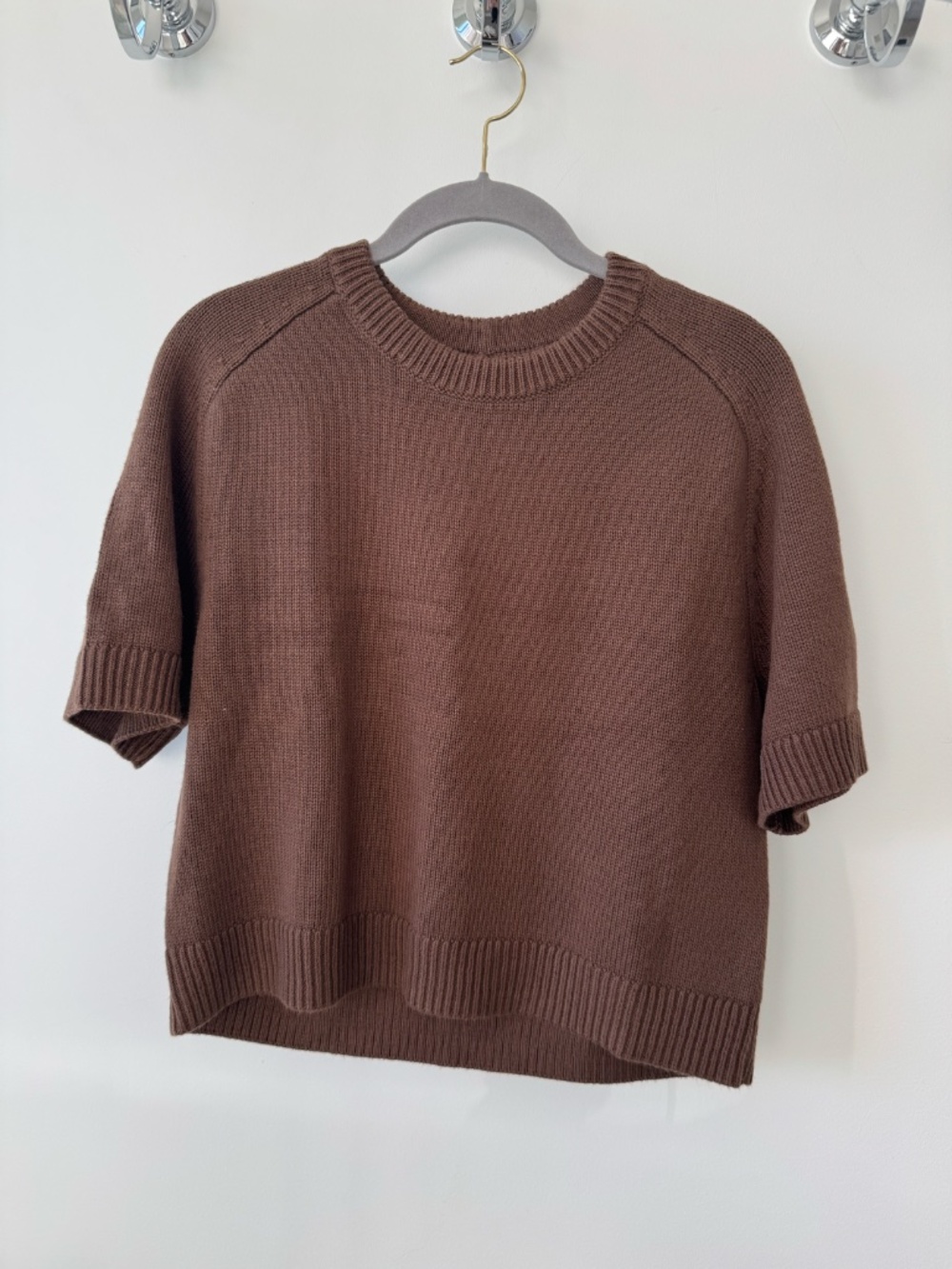 Abercrombie & Fitch Brown Short Sleeve Knit Sweater Top XS - Picture 5 of 7